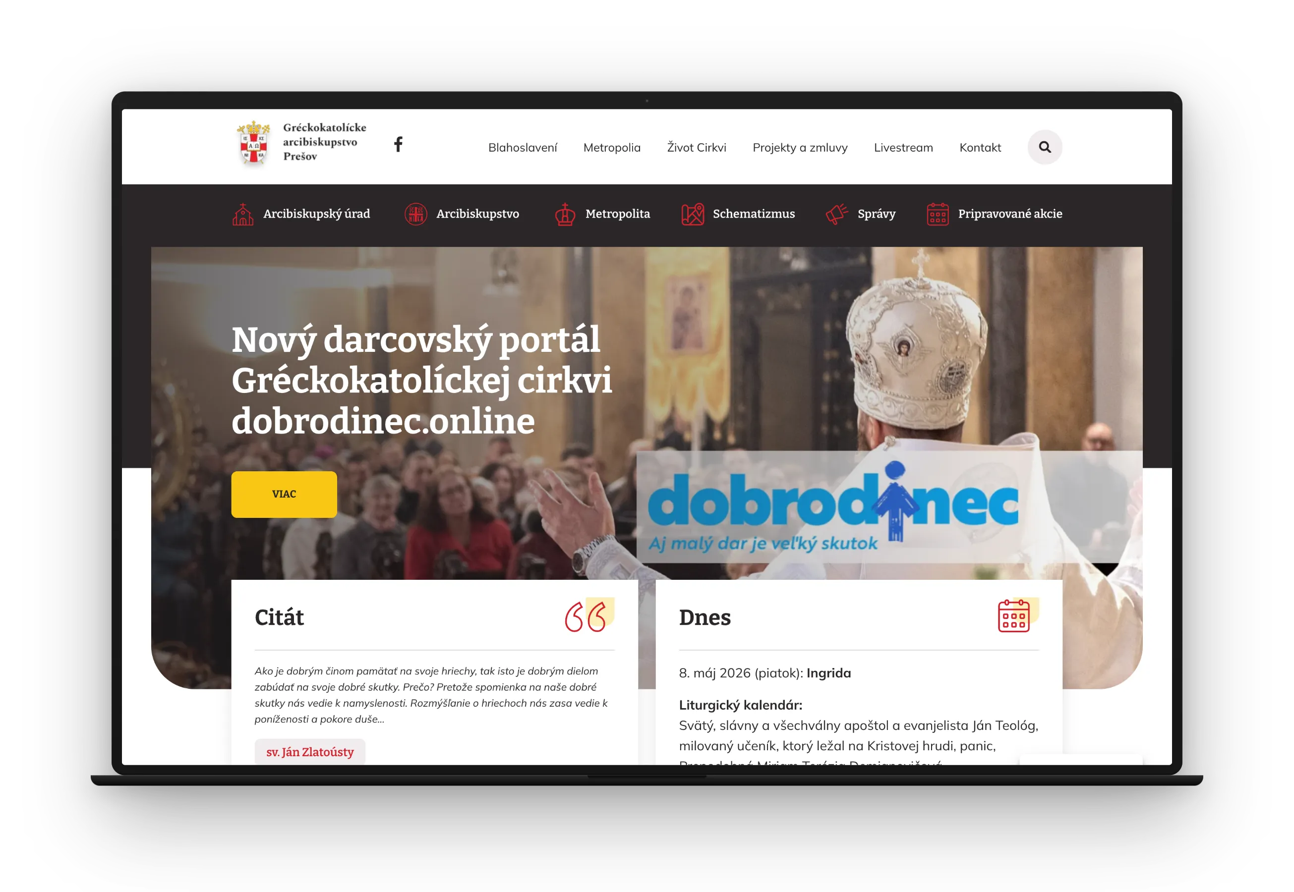 Arcibiskupstvo Prešov — desktop náhľad